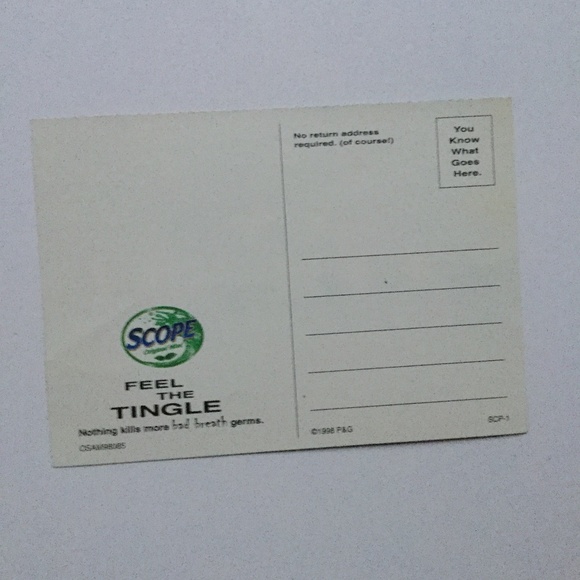 VTG Scope Mouthwash Postcard 90s Ad Get Fresh With Someone Bath Decor Cheeky - Picture 3 of 3